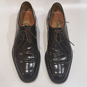 Salvatore Ferragamo 8.5 D Corrado Lace Oxford Brown Leather VTG Italy Authentic